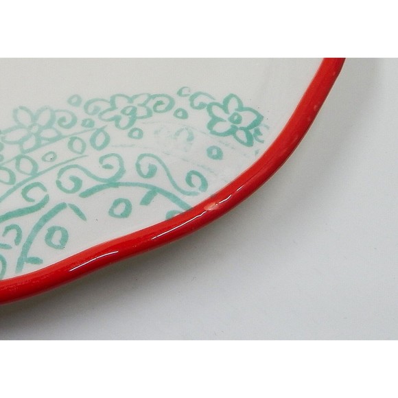 Pioneer Woman Country Garden Floral Dinner Plates Set of 2 Scalloped Red Trim - Picture 3 of 12